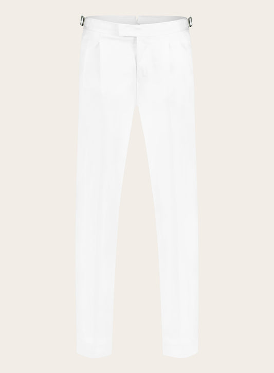 Slim-fit pantalon met zijspanners | Wit