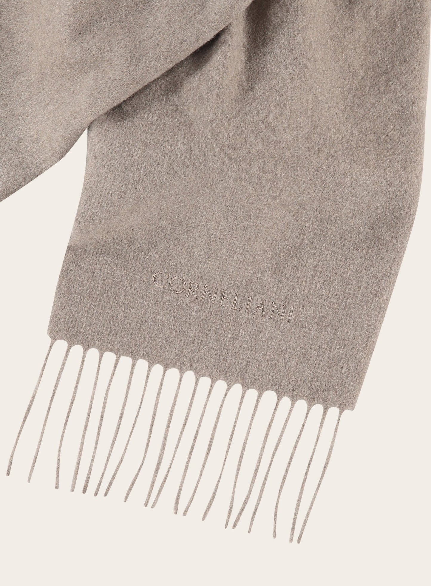 Cashmere shawl met geborduurd logo | TAUPE
