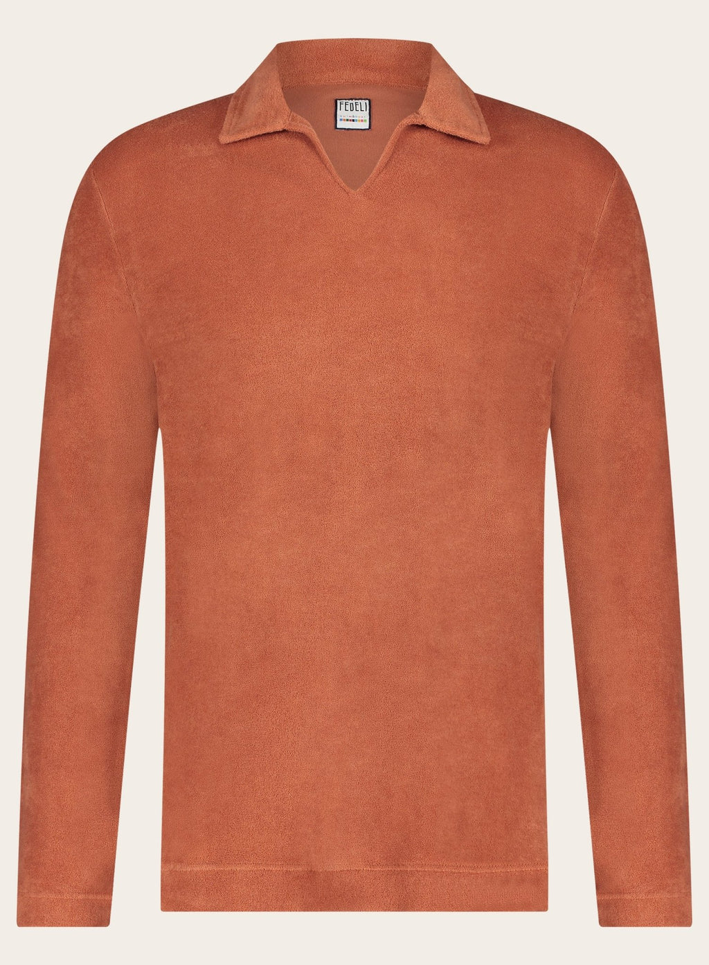 Poloshirt met lange mouwen van badstof | Roest