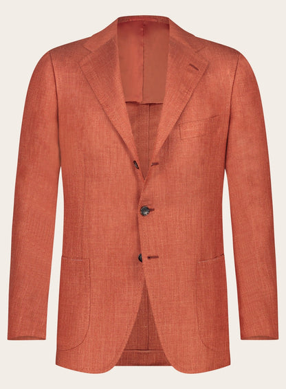 Handgemaakt jasje van cashmere en zijde | Roest