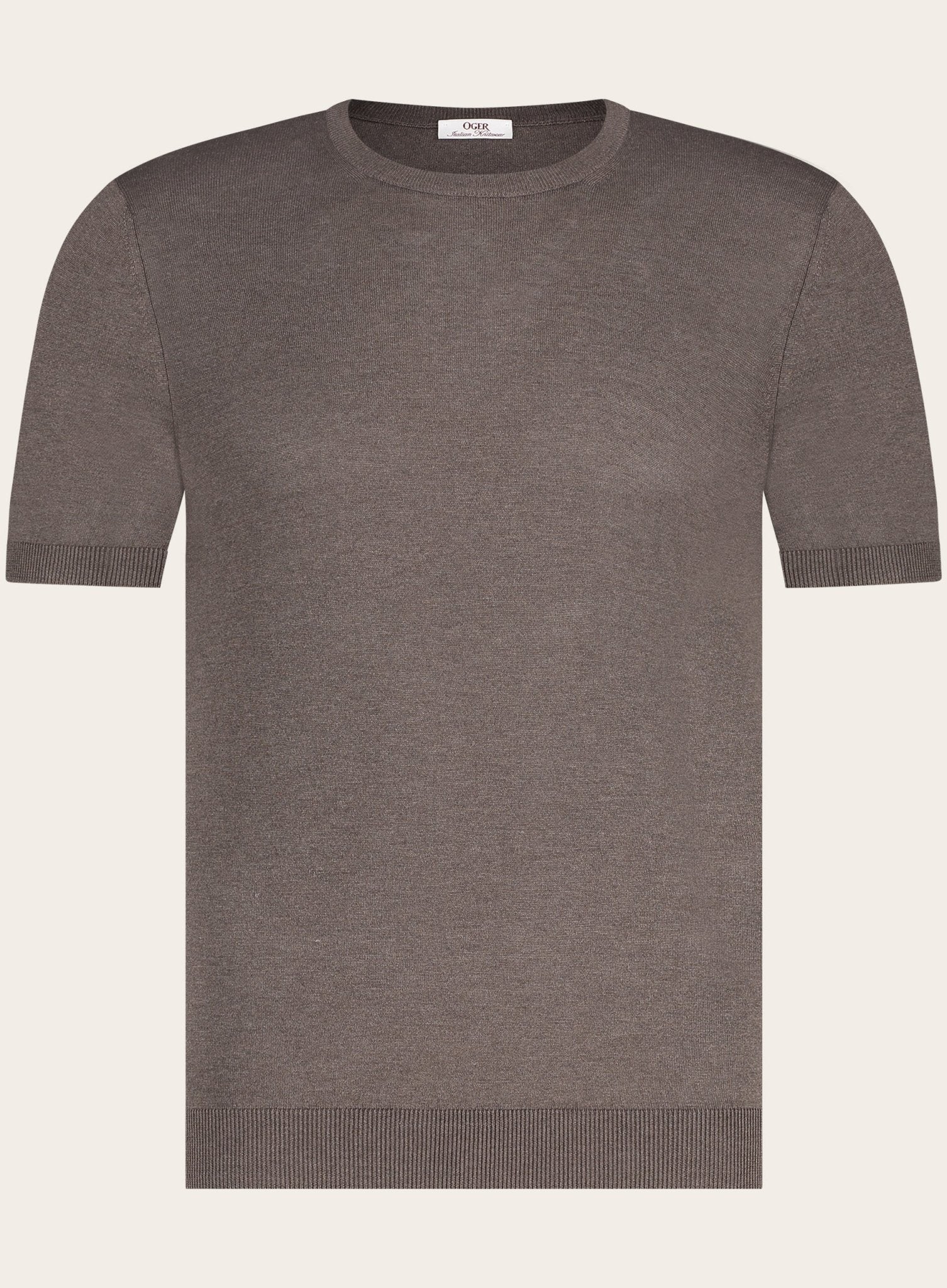 T-shirt van zijde | Bruin