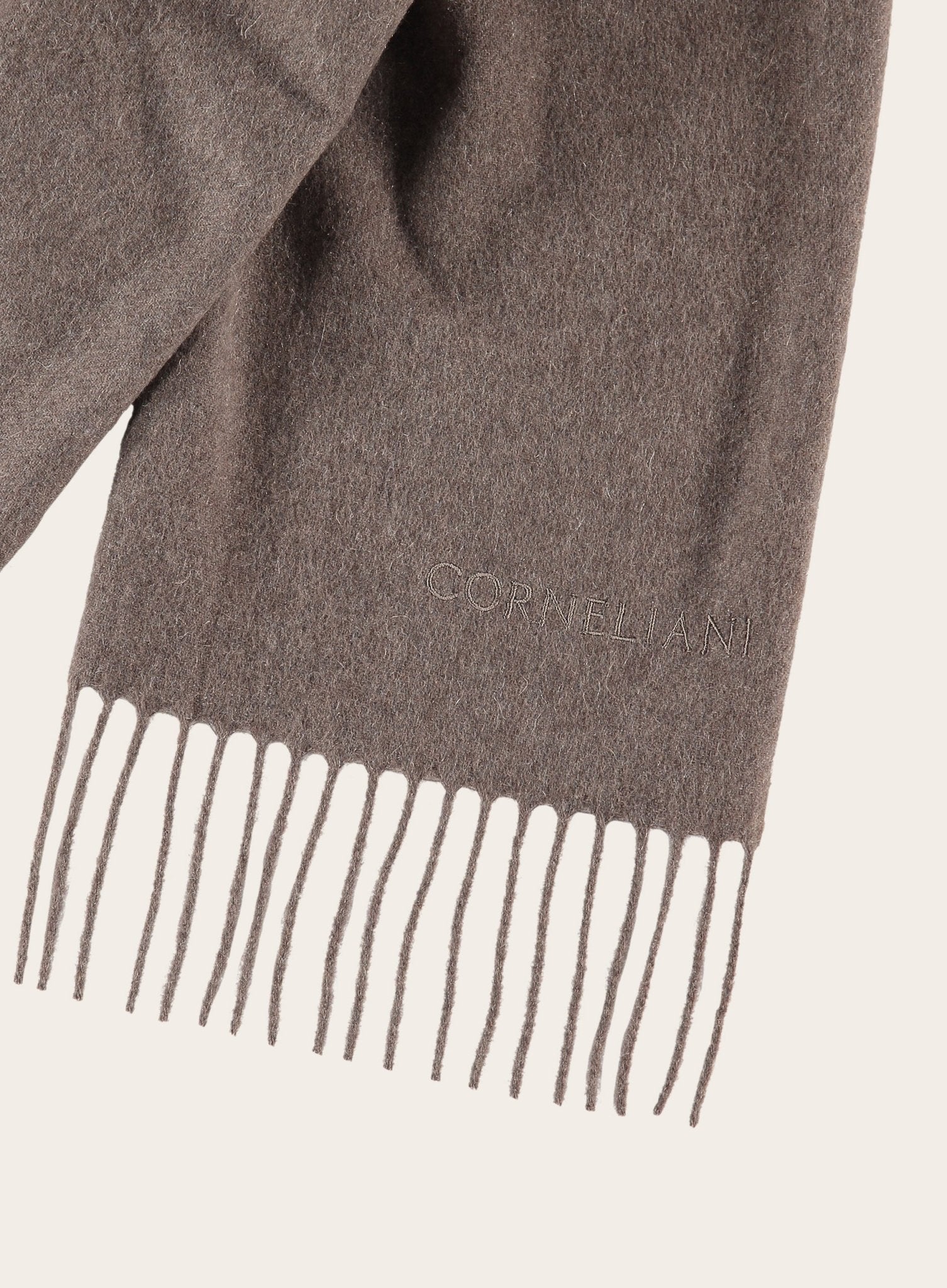 Cashmere shawl met geborduurd logo | Bruin