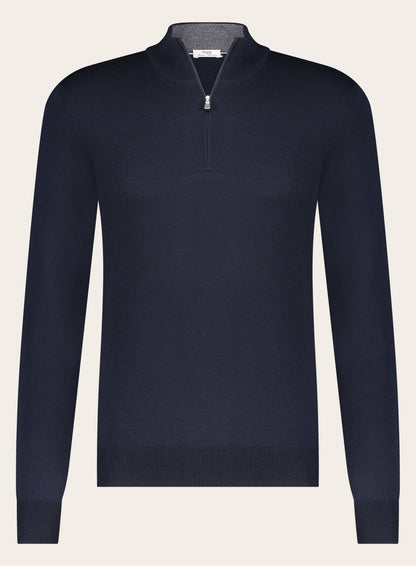 Half-zip trui van wol | BLUE NAVY