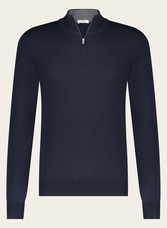 Half-zip trui van wol | BLUE NAVY