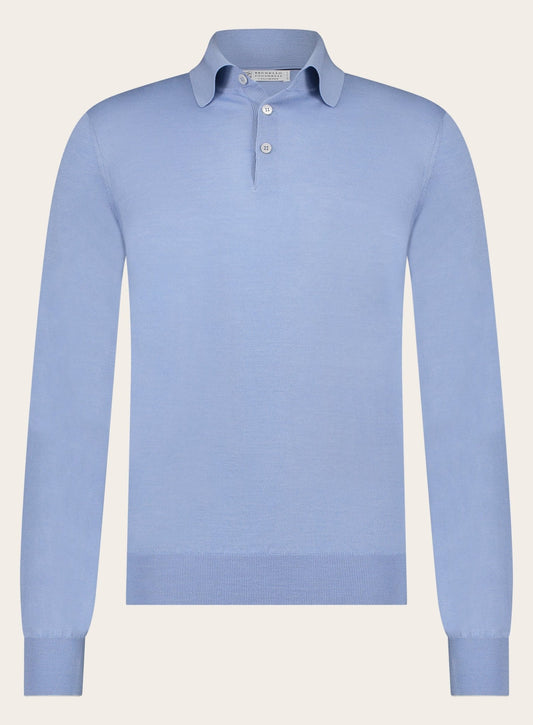 Poloshirt met lange mouwen van cashmere | L.Blauw