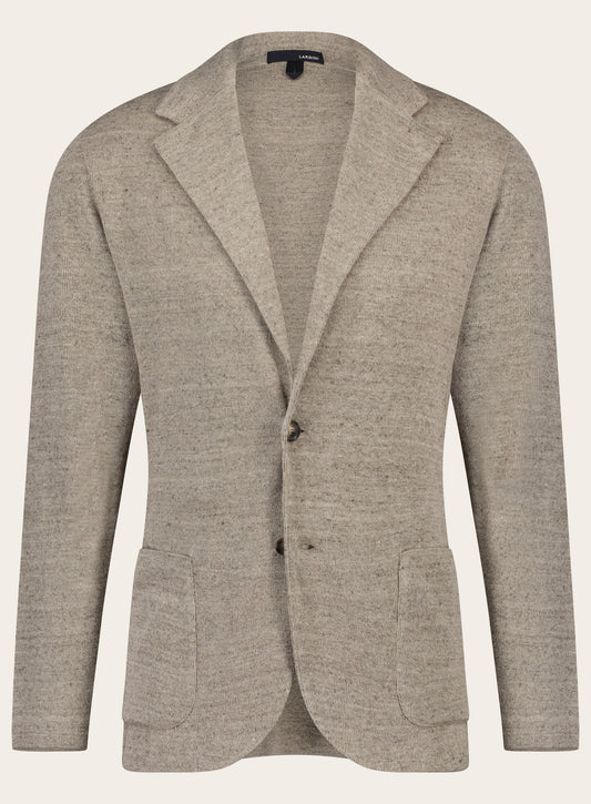 Regular-fit wollen-zijden jasje | Beige