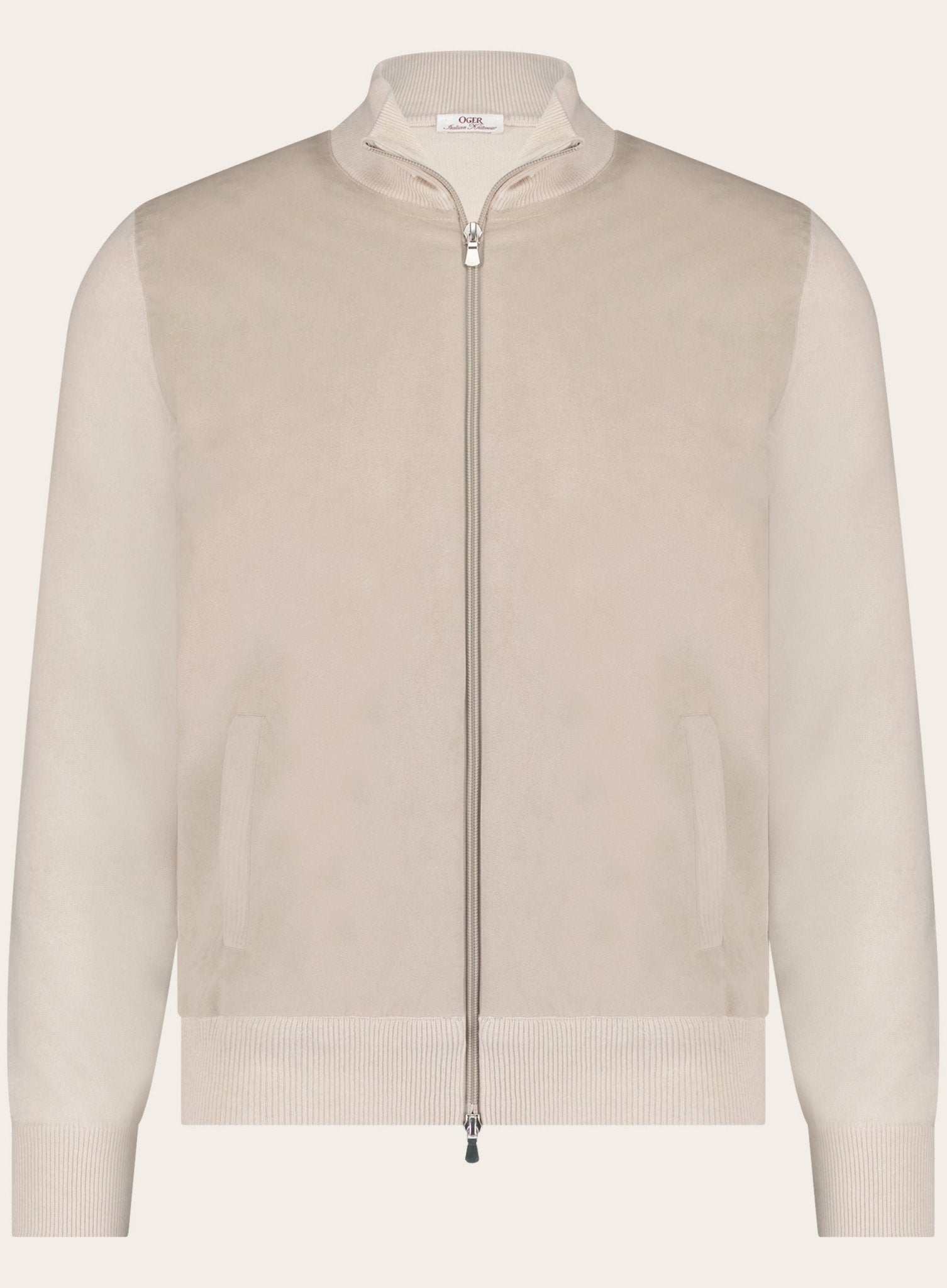 Slim-fit wollen zip jack | L.BEIGE