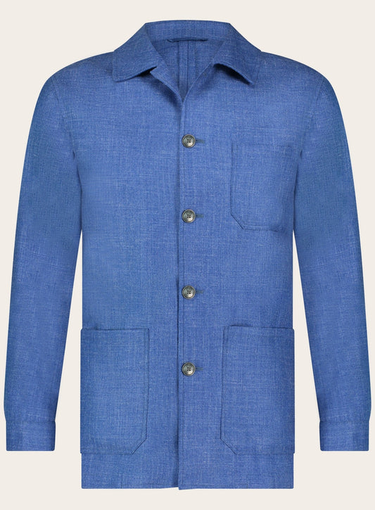 Jasje van wol, zijde en linnen | Blauw