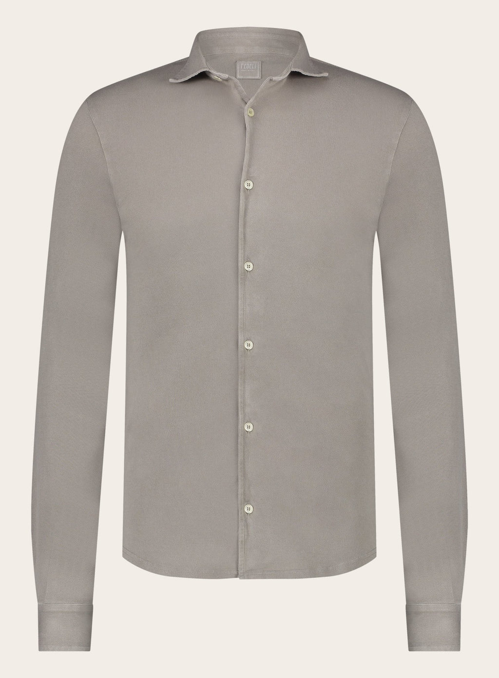 Poloshirt met lange mouwen van katoen | TAUPE