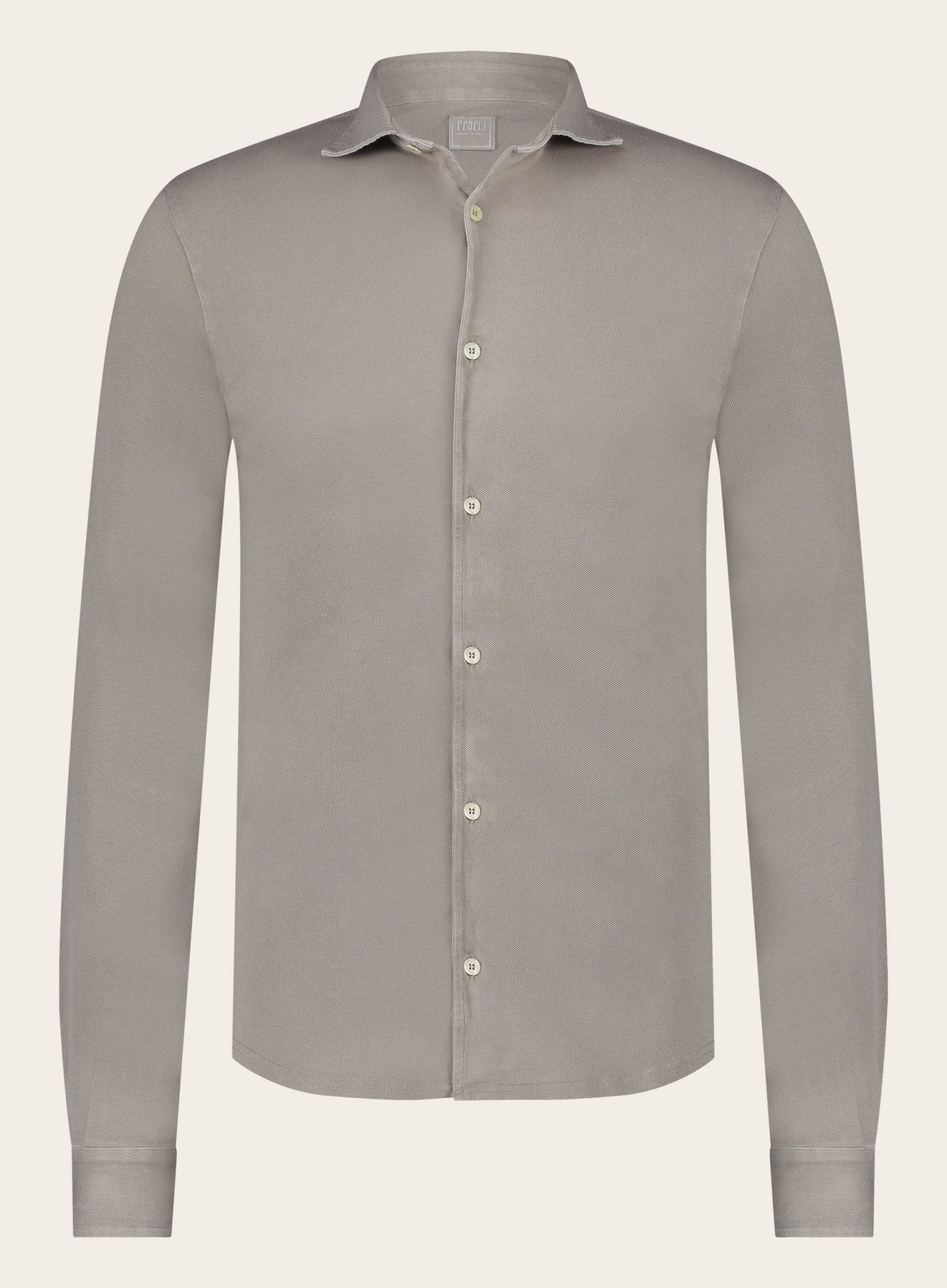 Poloshirt met lange mouwen van katoen | TAUPE