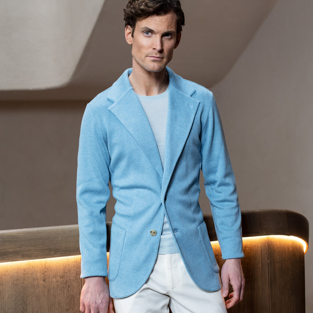 Slim-fit katoenen jasje | FULL_WIDTH|  L.Blauw